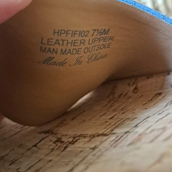 NWOT Donald Pliner Womens Fifi Blue Suede Strap/Molded Cork Wedge Sandals 7.5 - Picture 8 of 8